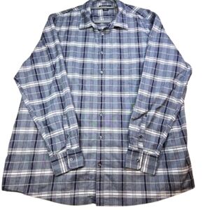 Claiborne Men's Multicolor Plaid 100% Cotton Long Sleeve Button Up Shirt XXL